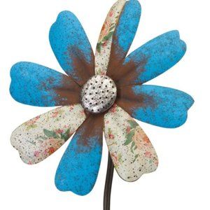 Regal Art & Gift Rustic Flower Wind Spinner - Blue